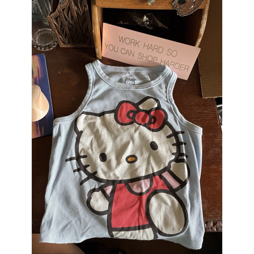 Hello Kitty Sky Blue Racerback Tank Top (Women's Large ) – Cute Kawaii Graphic